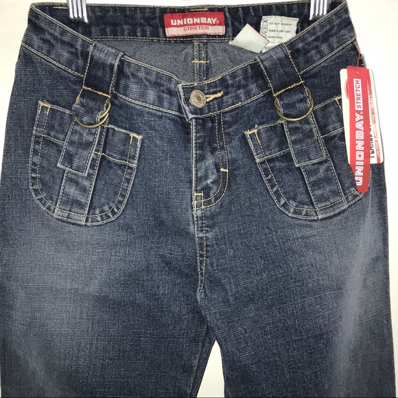 Union Bay stretch flared lowrider jeans, new with tags, cute rounded pockets - Picture 2 of 9